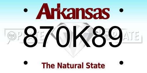 870K89 Arkansas License Plate
