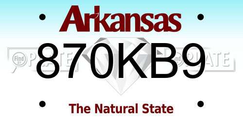 870KB9 Arkansas License Plate