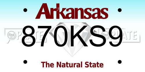 870KS9 Arkansas License Plate