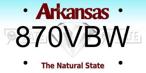 870VBW Arkansas License Plate