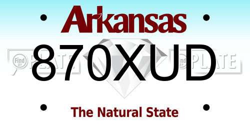 870XUD Arkansas License Plate