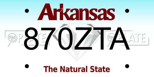 870ZTA Arkansas License Plate