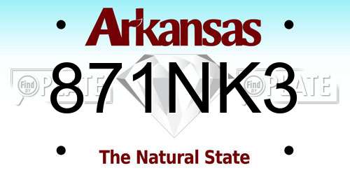 871NK3 Arkansas License Plate
