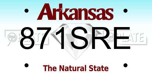 871SRE Arkansas License Plate