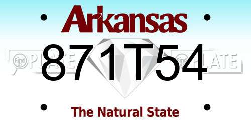 871T54 Arkansas License Plate