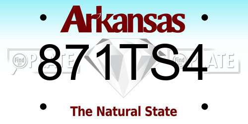 871TS4 Arkansas License Plate