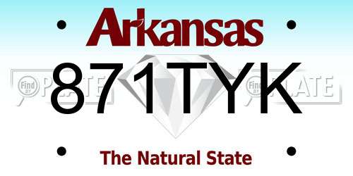 871TYK Arkansas License Plate
