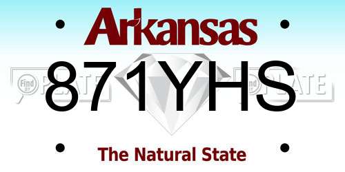 871YHS Arkansas License Plate