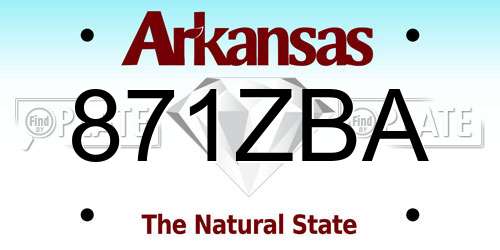 871ZBA Arkansas License Plate