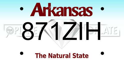 871ZIH Arkansas License Plate