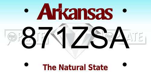 871ZSA Arkansas License Plate