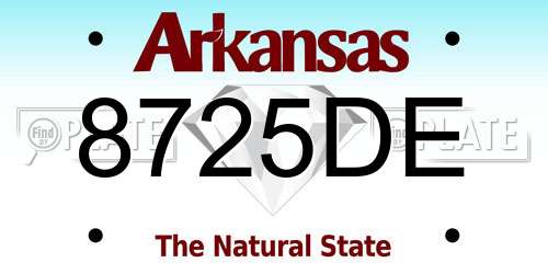 8725DE Arkansas License Plate