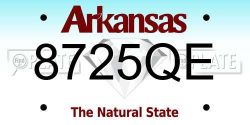 8725QE Arkansas License Plate