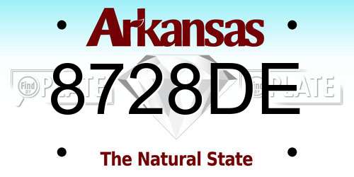 8728DE Arkansas License Plate