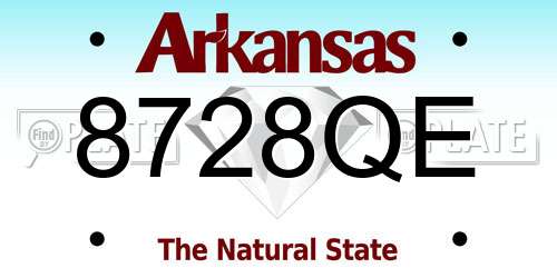 8728QE Arkansas License Plate