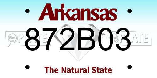 872B03 Arkansas License Plate