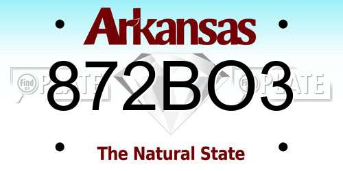 872BO3 Arkansas License Plate