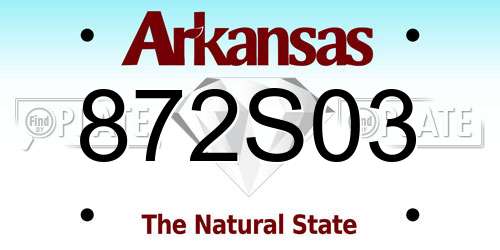 872S03 Arkansas License Plate