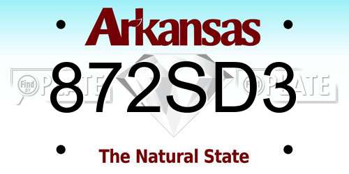 872SD3 Arkansas License Plate