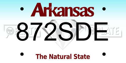 872SDE Arkansas License Plate