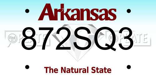 872SQ3 Arkansas License Plate