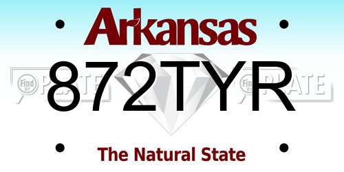 872TYR Arkansas License Plate