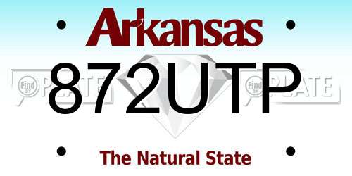 872UTP Arkansas License Plate