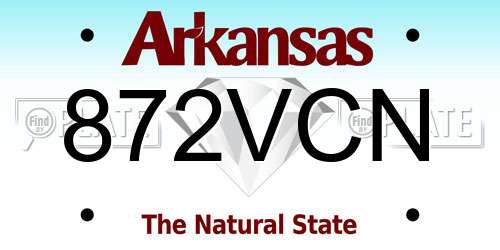 872VCN Arkansas License Plate