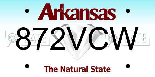 872VCW Arkansas License Plate