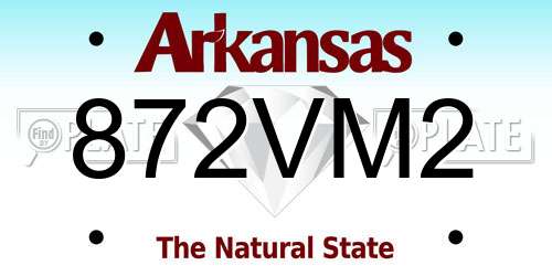 872VM2 Arkansas License Plate