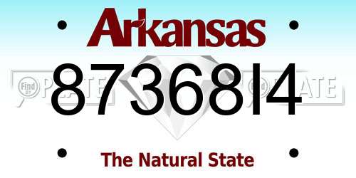87368I4 Arkansas License Plate