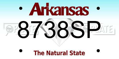 8738SP Arkansas License Plate