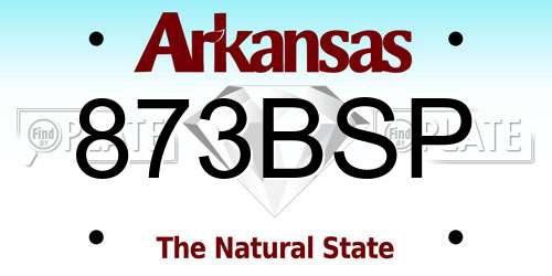 873BSP Arkansas License Plate