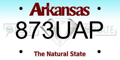 873UAP Arkansas License Plate