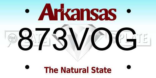 873VOG Arkansas License Plate