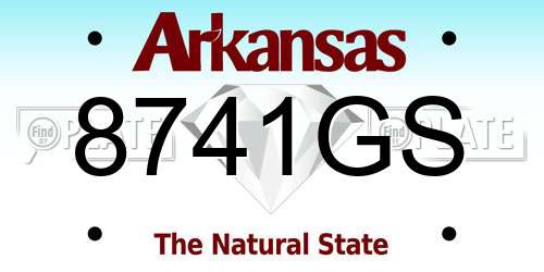8741GS Arkansas License Plate