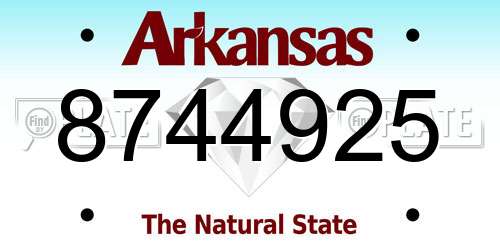 8744925 Arkansas License Plate