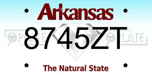8745ZT Arkansas License Plate