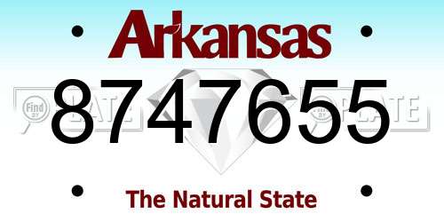 8747655 Arkansas License Plate