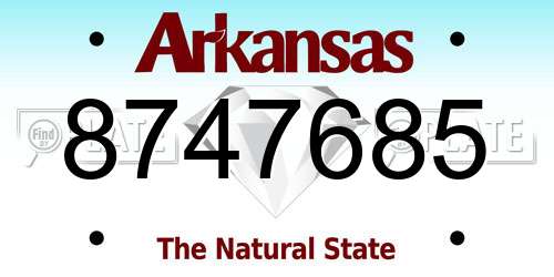 8747685 Arkansas License Plate