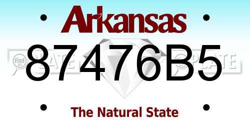 87476B5 Arkansas License Plate