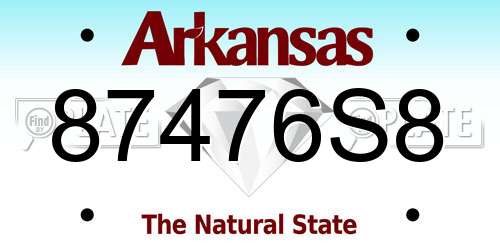 87476S8 Arkansas License Plate