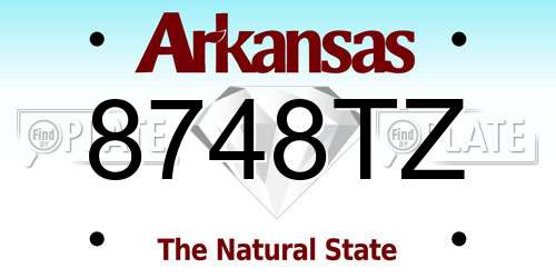 8748TZ Arkansas License Plate