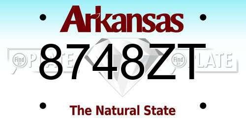 8748ZT Arkansas License Plate