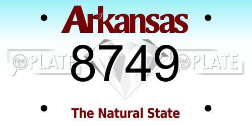 8749 Arkansas License Plate