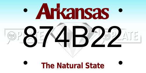 874B22 Arkansas License Plate