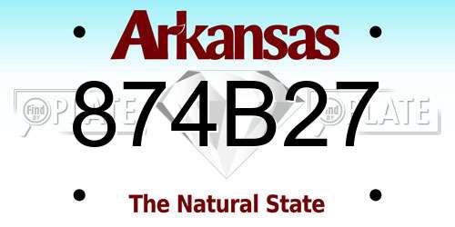 874B27 Arkansas License Plate