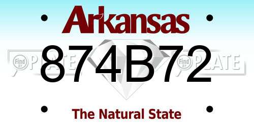 874B72 Arkansas License Plate