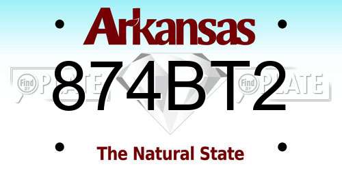 874BT2 Arkansas License Plate