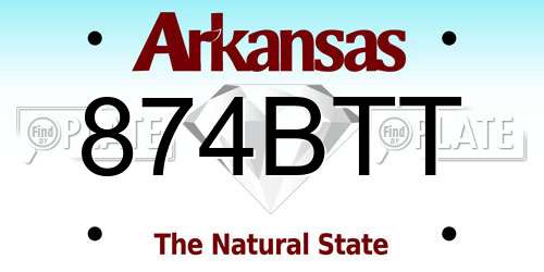 874BTT Arkansas License Plate
